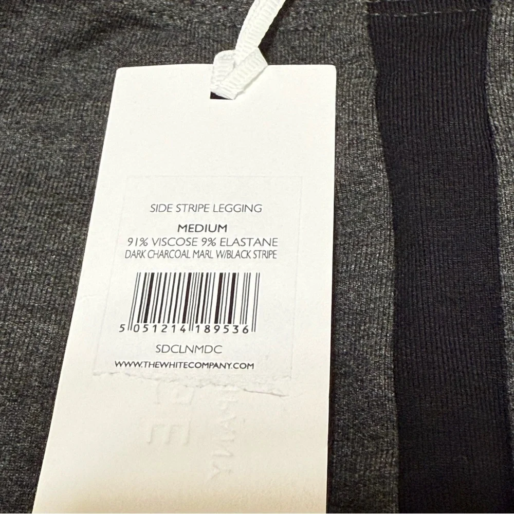 The White Company Side Stripe Lounge Leggings Size Medium Charcoal Black NWT - Picture 6 of 7
